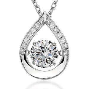 1 Carat Dancing Diamond 925 Sterling Silver Water Drop Moissanite  Necklace